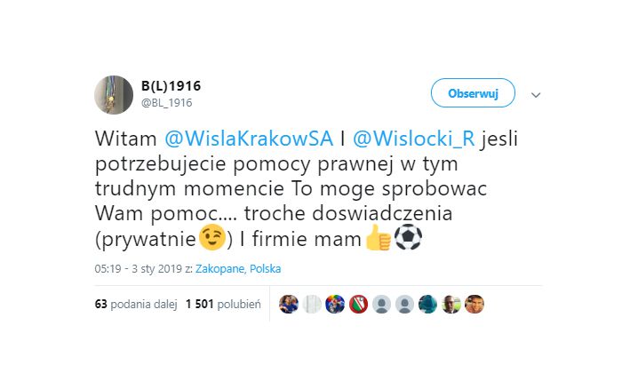Bogusław Leśnodorski oferuje pomoc Wiśle Kraków
